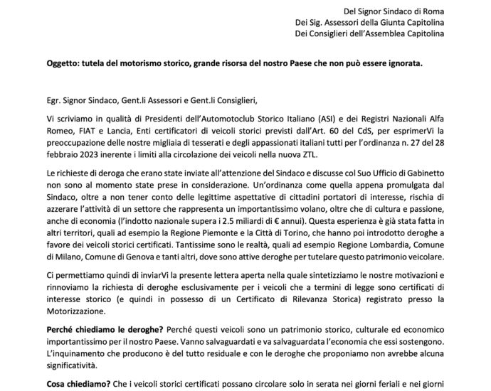 La battaglia in difesa del motorismo storico: la lettera aperta inviata al Comune di Roma